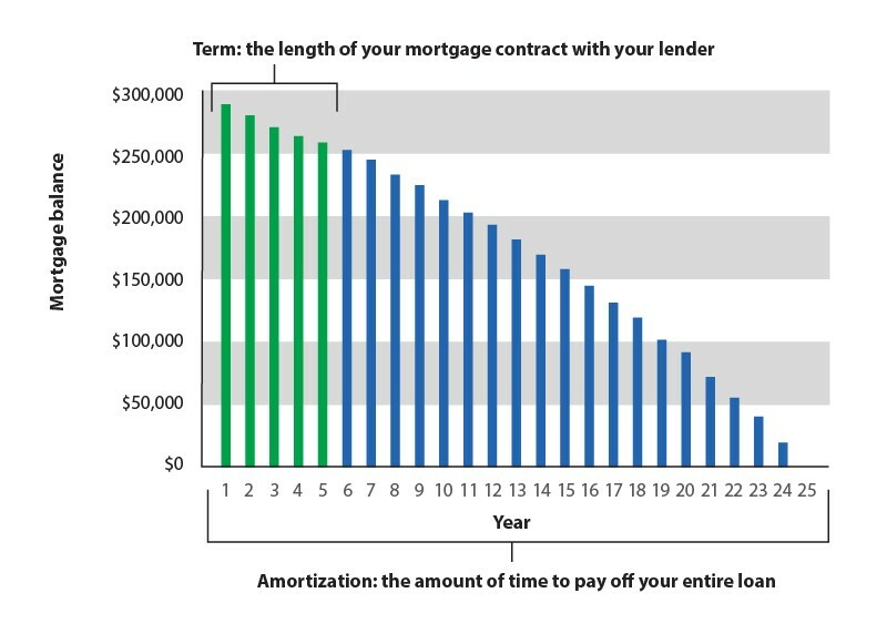 Term: the length of your mortage contract with your lender